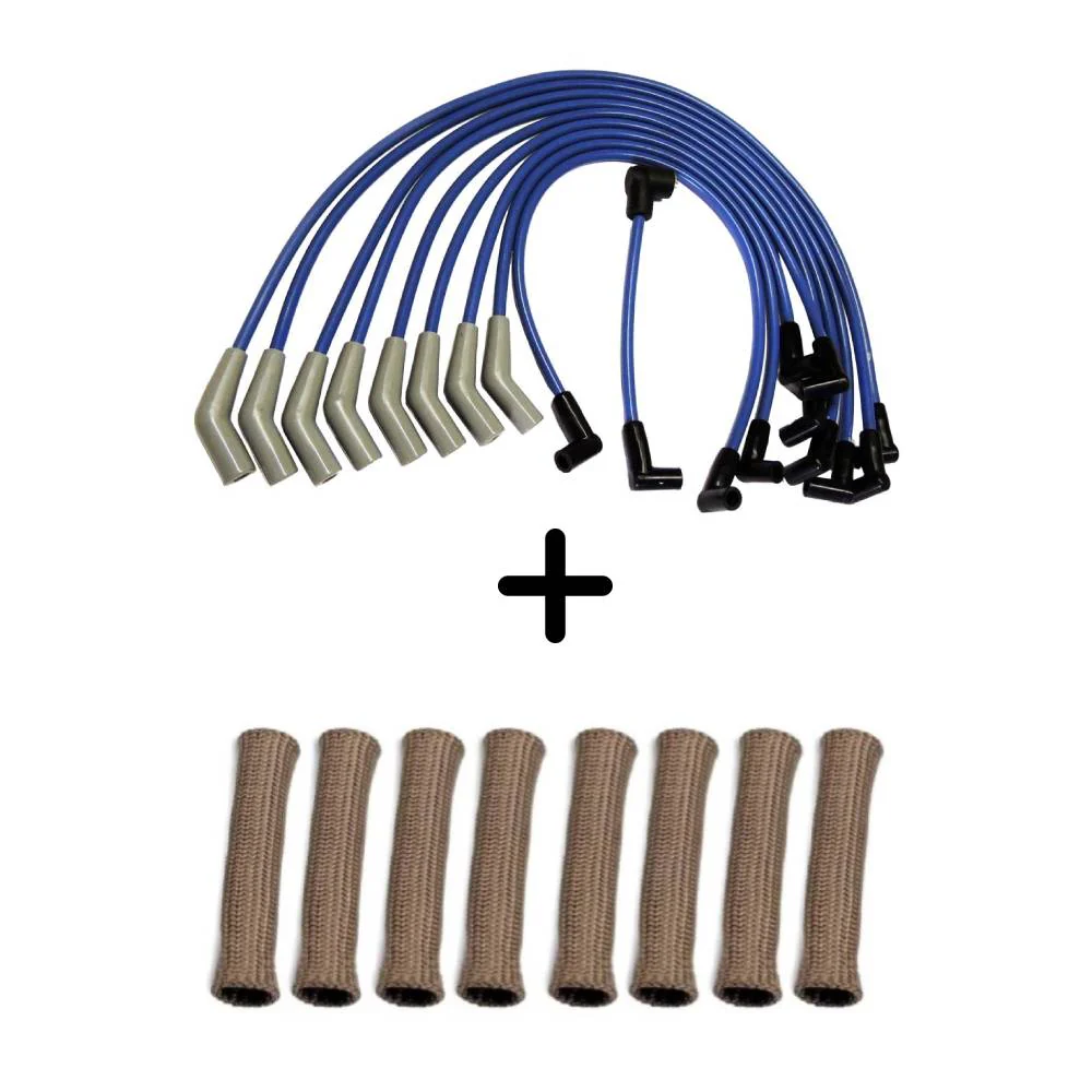 SPA TURBO SBF 9.0mm HEI spark plug wire set + Titanium spark plug wire boots protector - 8 units set