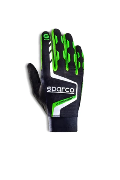 Sparco Competition Gloves Hypergrip+ - Black/Green - Size 8 (X-Small)