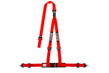 Sparco Seat Harness/Belt - 2 Inch 3pt Double Release - Red