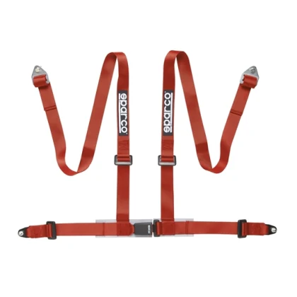 Sparco Seat Harness/Belt - 2 Inch 4pt Bolt-In - Red