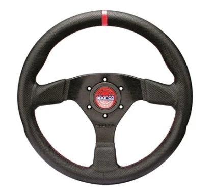 Sparco Steering Wheel - R383 Champion - Black Leather / Black Stitching