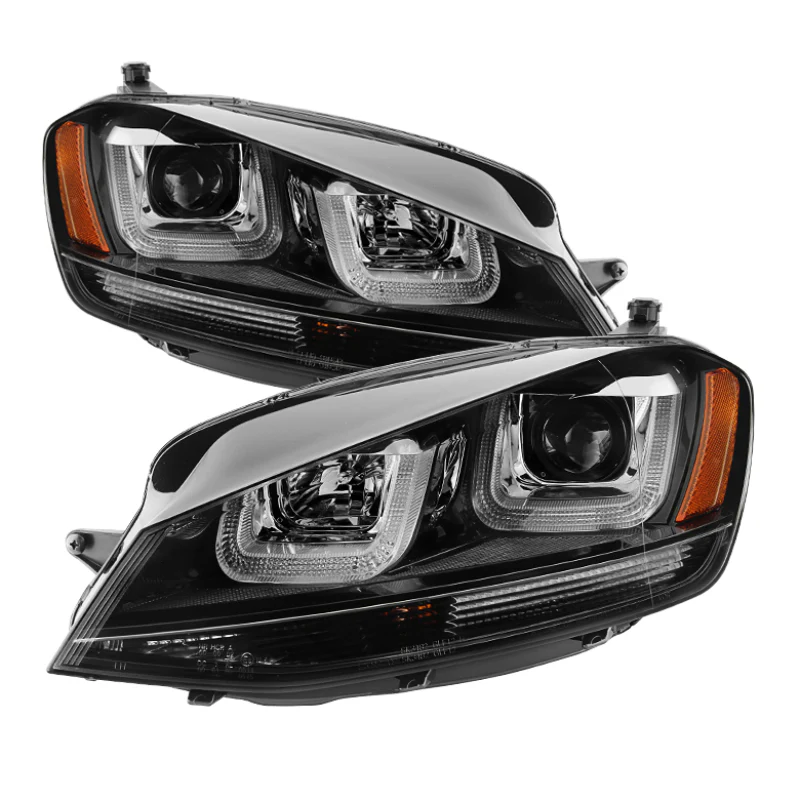 Spyder LED Projector Headlights w/ Black Stripe - MK7 Golf/GTI/R