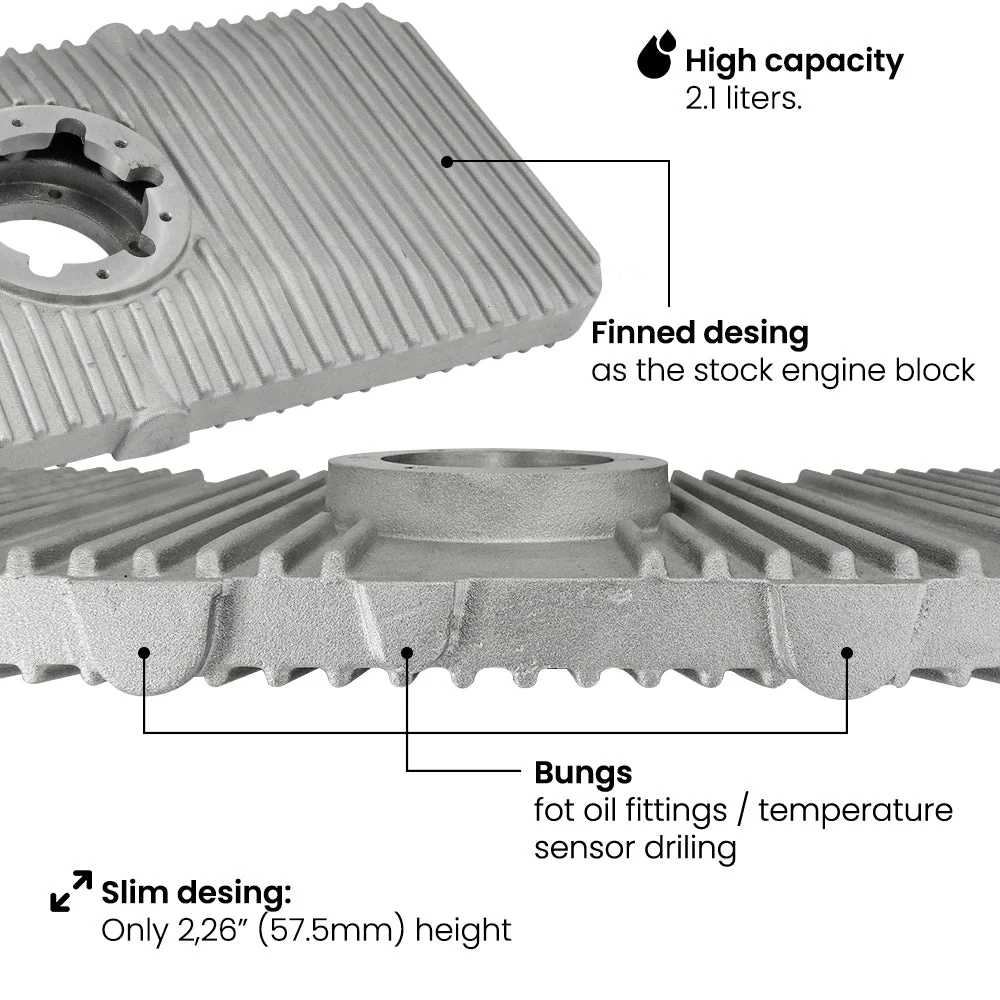 Super Slim Oil Sump 2.22 quarts (2.1L) for VW Aircooled Beetle Bug Dunebuggy - PRE SALE - Image 2