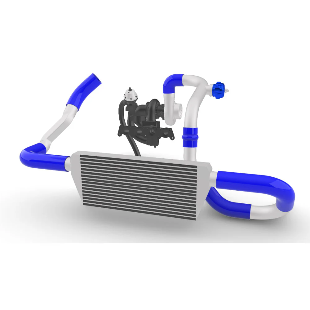 TWIN SCROLL TOP MOUNT TMA16 TURBO KIT + FRONT INTERCOOLER VW 1.8 20V TRANSVERSAL WITHOUT TURBOCHARGER - BLUE HOSE - Image 3