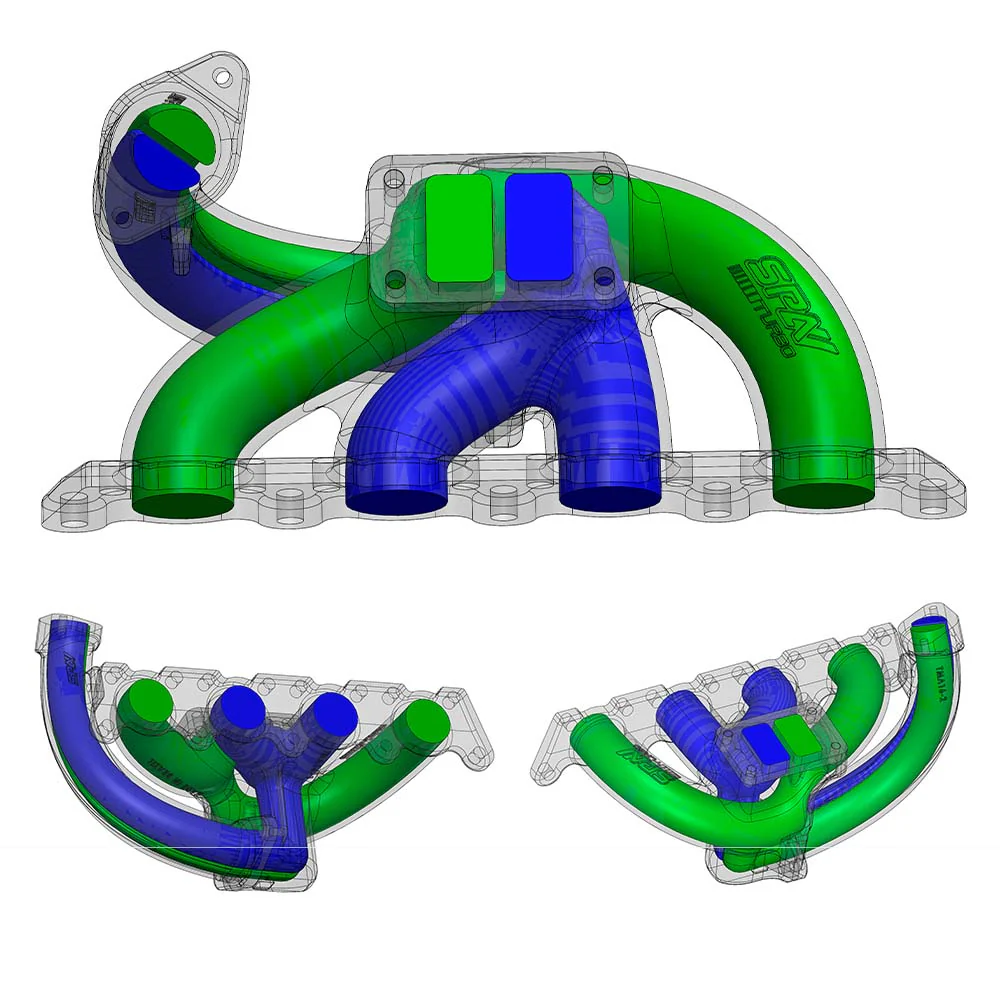 TWIN SCROLL TOP MOUNT TMA16 TURBO KIT + FRONT INTERCOOLER VW 1.8 20V TRANSVERSAL WITHOUT TURBOCHARGER - BLUE HOSE - Image 4