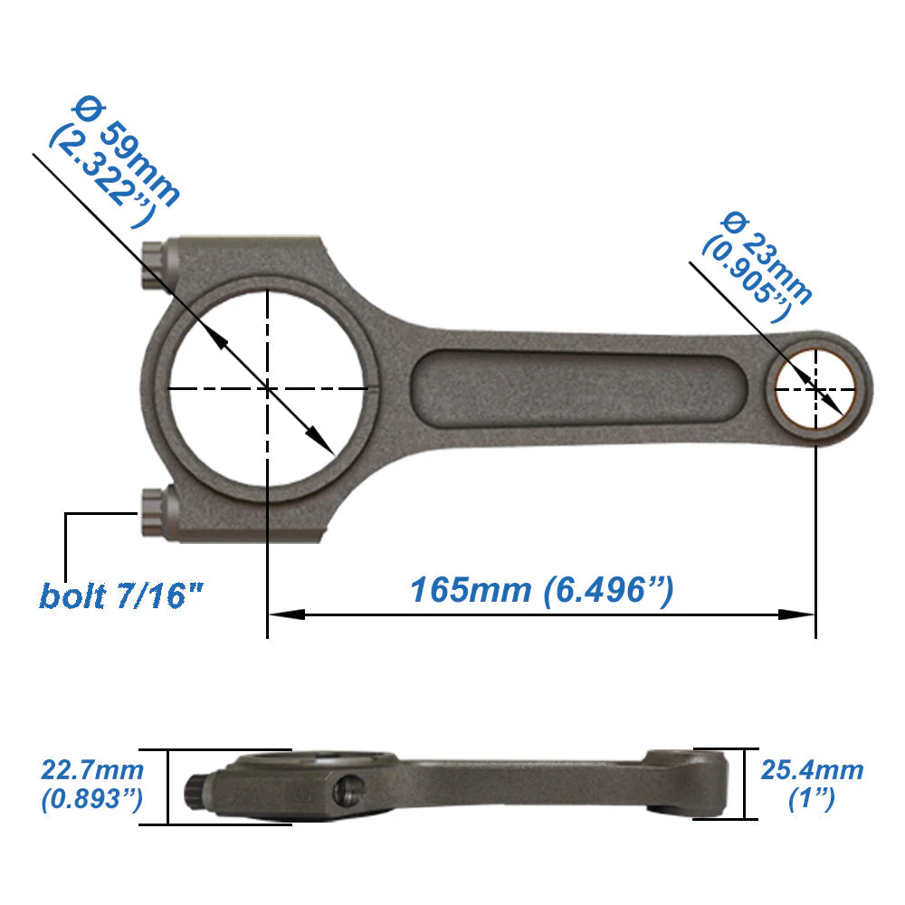 VR38DETT For GTR R35 6.496" 165mm x 23mm Super A forged con rod set with 7/16" bolts - Image 6