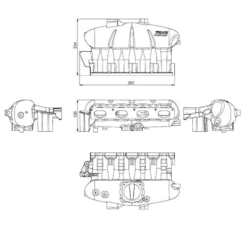 VW AUDI 2.0T FSI / 2.0 TSI aluminum intake manifold - Black - NEW VERSION + COMETIC intake manifold Flange Gasket - Image 11