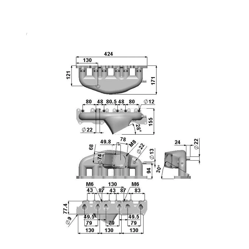 VW VR6 12V Short Runner Induction Intake Manifold + OBD2 Flange - Image 7