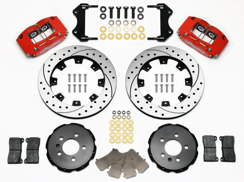 Wilwood Dynapro Radial Front Kit 12.19in Drilled Rotors w/ 4-Piston Red Calipers - MK4 Golf/Jetta